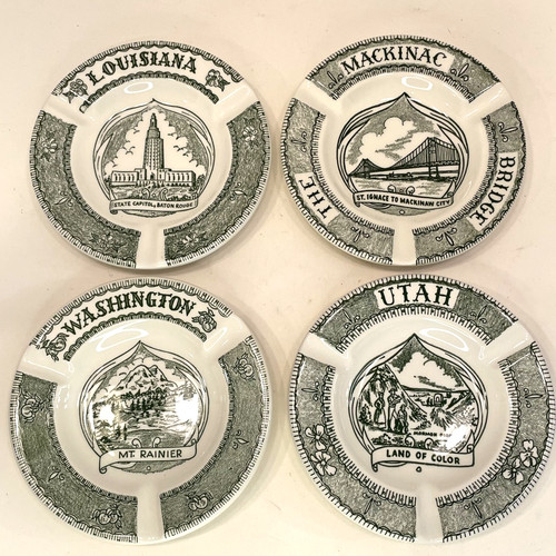 Vintage ashtrays cream green - cream,