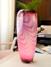 Large 14" Art Glass Vase Red