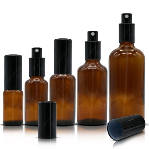 Amber glass spray bottle - amber, with