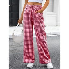 Womens Check Wide Leg Trousers