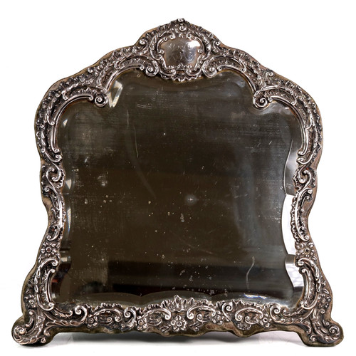 Antique silver table mirror - silver,