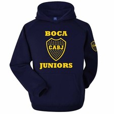 Official Boca Juniors CABJ 1905 Football Crest Hoodie Poly/Cotton & Adult Sizes