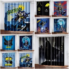 3D Superhero Batman Pair Thick Thermal Blackout Curtains Ring Top Eyelet Gift UK