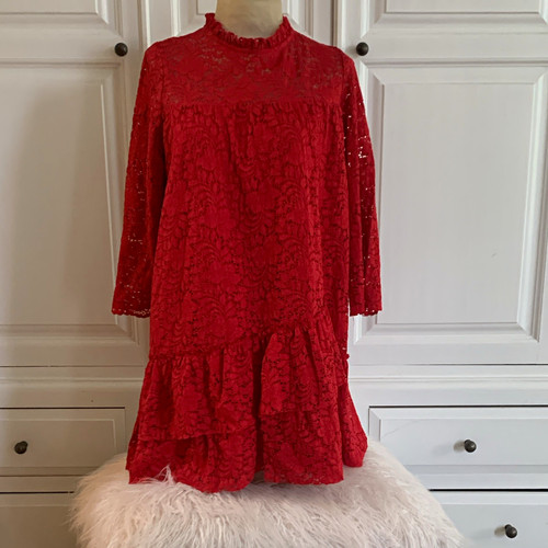 Zara red floral lace - red,