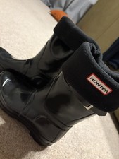 Hunter Wellington Boots Welly Black Size 5 With Hunter Socks
