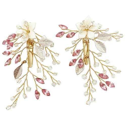 Bridal crystal hair clips - bridal,