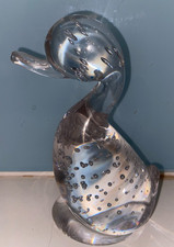 Whitefriars Baxter Dilly Duck Clear Flint Vintage Bubble Glass Paperweight