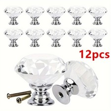 12x30MM Crystal Diamond Door Knobs Transparent Glass Clear Cabinet Drawer Handle