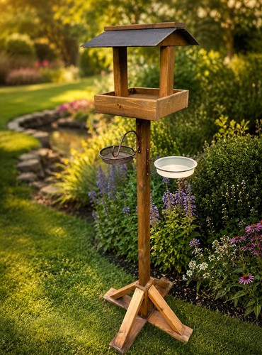 Tall wooden bird - wooden, table