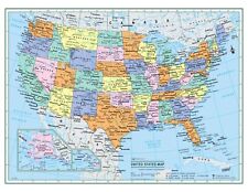 USA United States Wall Map 32"x24" LARGE PRINT Laminated