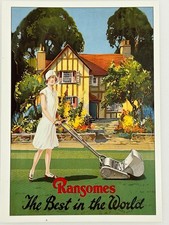 Vintage Ransomes Lawn Mower Postcard English Country Garden Series