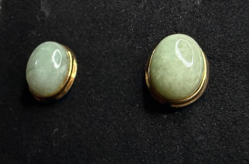 Vintage 9ct gold jade - vintage, cabochon