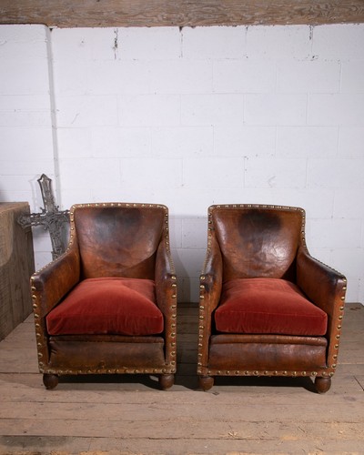Pair antique leather - antique,