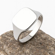 Mens cushion signet - signet, solid