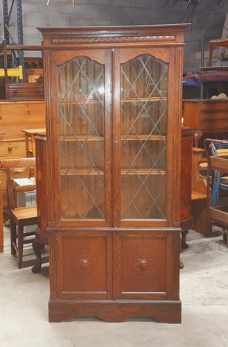 Antique solid oak bookcase - oak, /