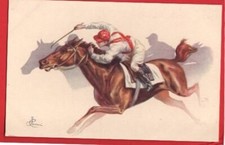 HORSE RACING.  RED AND WHITE SILKS LOVELY ITALIAN ART