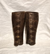Original WW1 British Army Officers Leather Gaiters Leggings Set #2