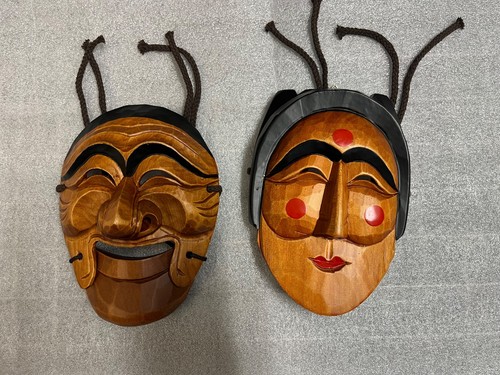 Pair hand carved korean - pair,