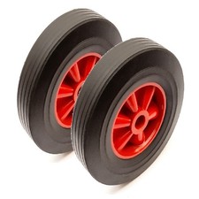 2 Puncture Proof 10 Inch Wheel Solid Rubber Tyre 255mm 200kg 1" Bore Sand Hopper