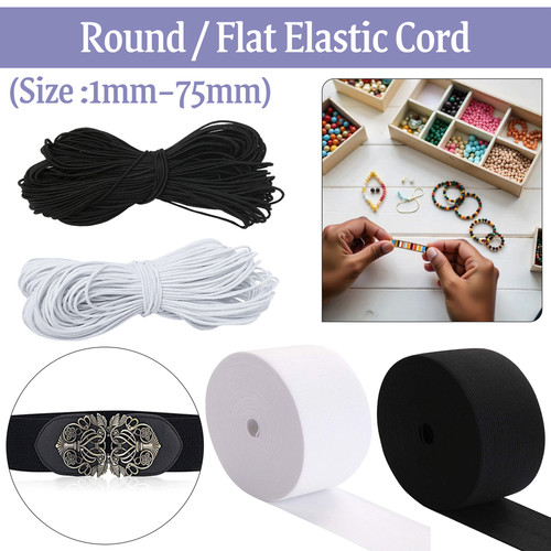 White black elastic cord - elastic, wide