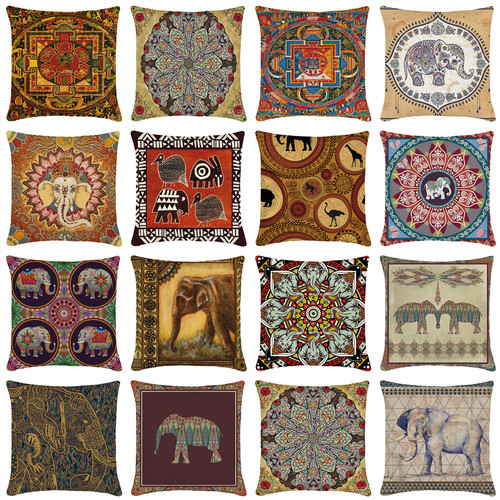 African tribal elephant throw - african,