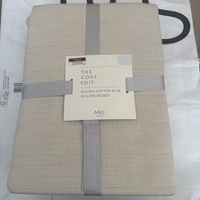 M&S WASHED COTTON SLUB QUILTED BEDSET size single BNWT Cream Marks & Spencer 