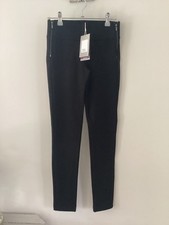BNWT Ladies Zara Black High Waist Thick Leggings with Side Zips, UK Size XS, Tag