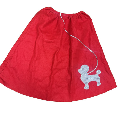 Poodle skirt red felt hand - red,