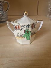 Vintage Hand Painted Klimax Lidded Sugar Bowl Made In Japan 11cm Tall