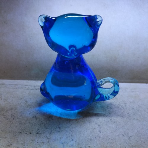 Vintage cobalt blue glass - blue, cat
