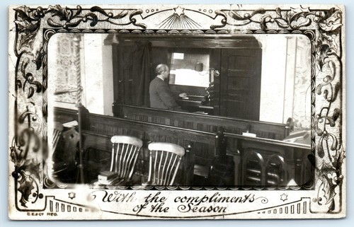 Postcard church organ player - church,