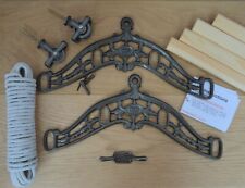 4 LATH EDWARDIAN ceiling pulley Clothes horse airer dryer rack Antique Iron