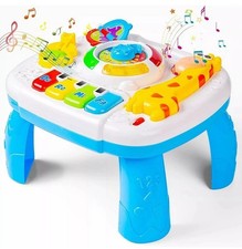 2 In 1 Kids Musical Table Toys Musical Piano Safari Activity Gym Table New