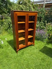 Antique Reproduction Glazed Bookcase Shelves Display Cabinet