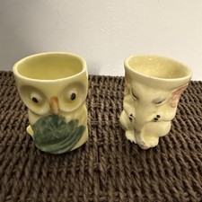 2 POTTERY Egg Cups ~ 1950s