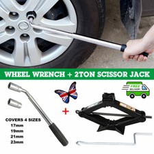 2 Ton Scissor Jack And Extendable Wheel Telescopic Car Van Brace Socket Tyre UK