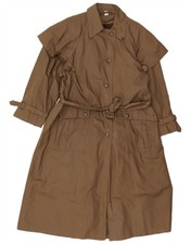 VINTAGE Womens Trench Coat UK 14 Large Brown AZ07