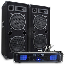 2x Max Dual 2 x 10" Speakers + Amp + Cables PA DJ Sound System 1800W SSC2277