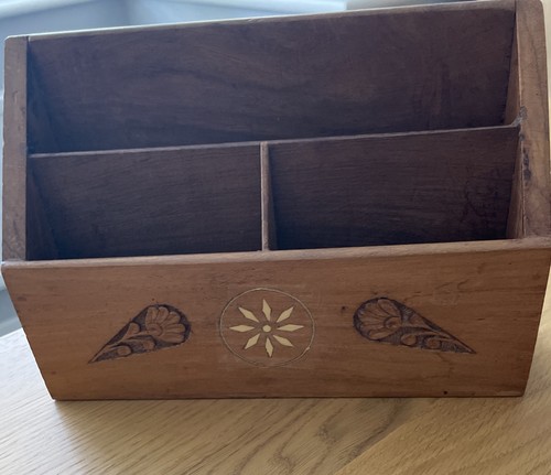 Wooden carved desk tidy - desk,