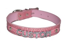 Custom Pink Personalised Slave Cum Bondage Collar Submissive Faux Leather UK