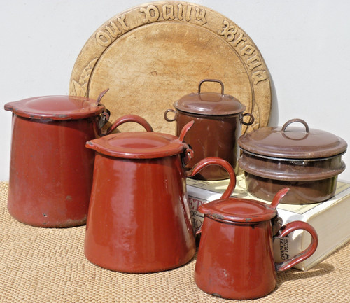 Vintage french enamel jugs - vintage,