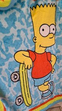 RARE Vintage Y2K Bart Simpson Skate Bright Colorful Plush Blanket Lg 50" x 60"