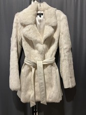BEBE Ivory White Fur and Leather Coat Women's - Size S