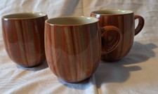 Vintage Denby Fire Chilli Large Mugs in striped design x 3