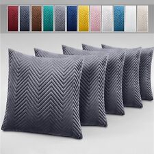 Pack of 1,2,4 Cushion Covers Quilted Velvet Filled Cushions Square 18x18 Pillow