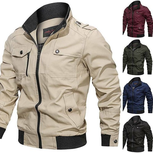 Men cargo military jacket - military, warm