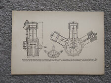 Sectional Drawings showing the Anzani Motor - Antique Print - 1910