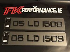 Fk434 Black Irl Tinted oblong 3D Gel raised Number Plates 1 Pair