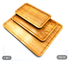 3 Piece Bamboo Wooden Serving