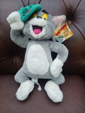 Vintage 90s Tom and Jerry Play-By-Play 1998 Soft Toy Plush with Hat TOM w/ tags